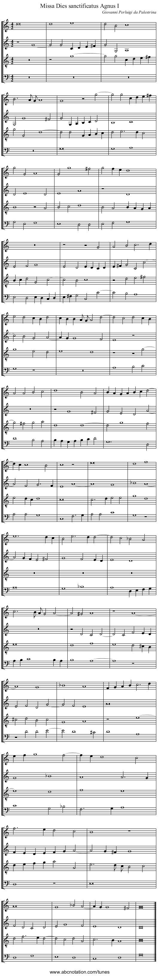 Missa Dies sanctificatus Agnus I - staff notation