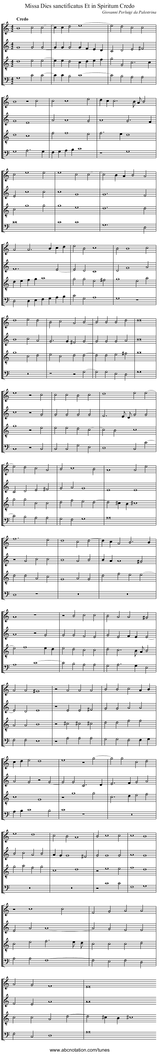 Missa Dies sanctificatus Et in Spiritum Credo - staff notation