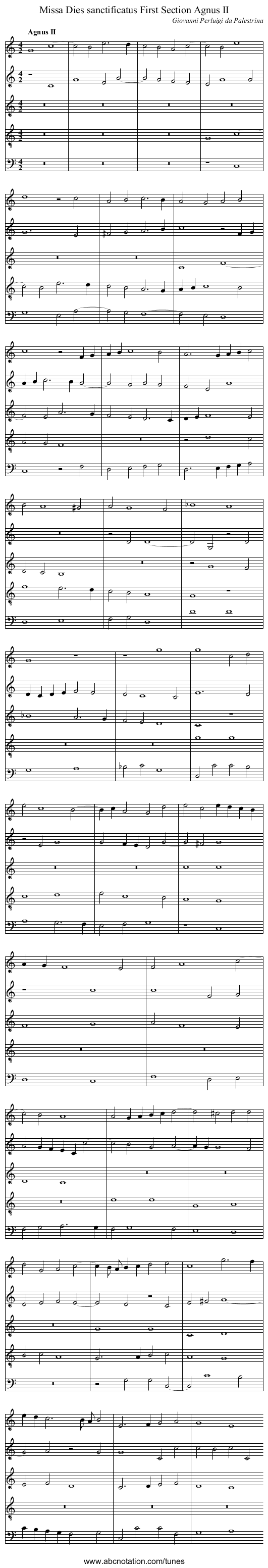 Missa Dies sanctificatus First Section Agnus II - staff notation