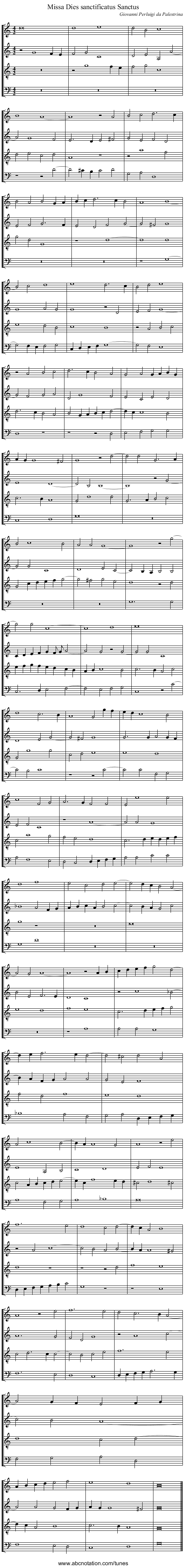 Missa Dies sanctificatus Sanctus - staff notation