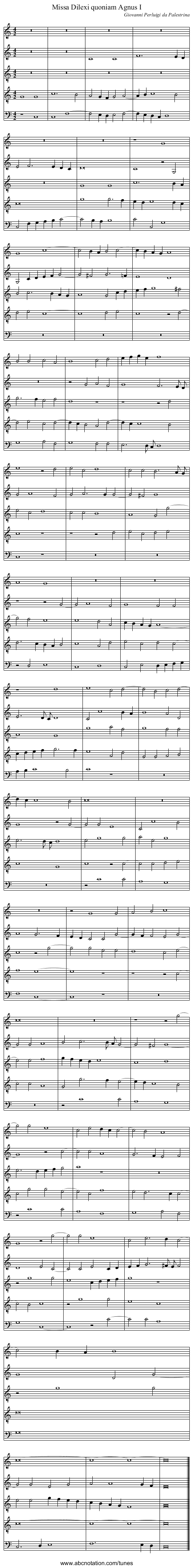 Missa Dilexi quoniam Agnus I - staff notation