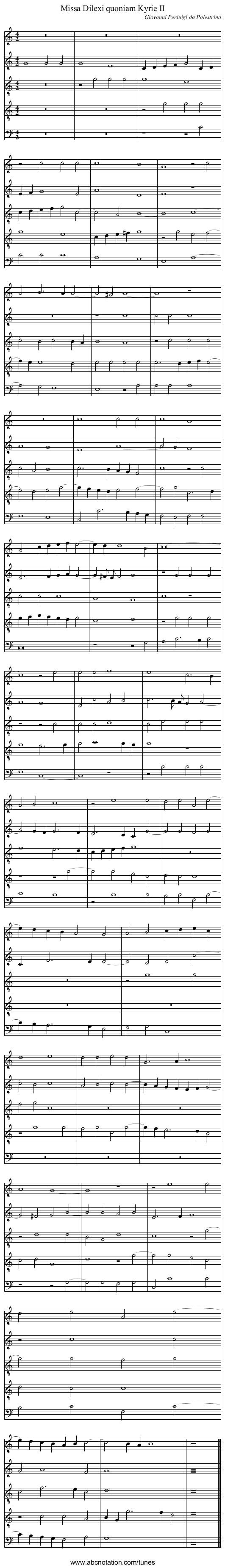 Missa Dilexi quoniam Kyrie II - staff notation