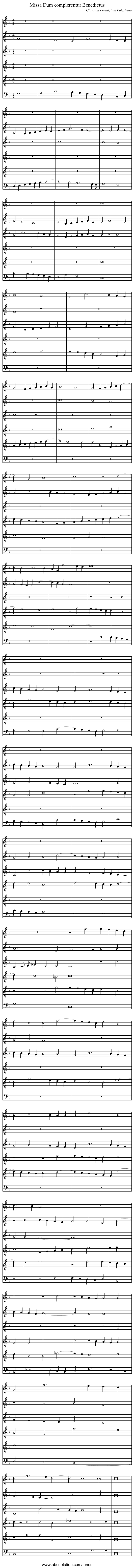 Missa Dum complerentur Benedictus - staff notation