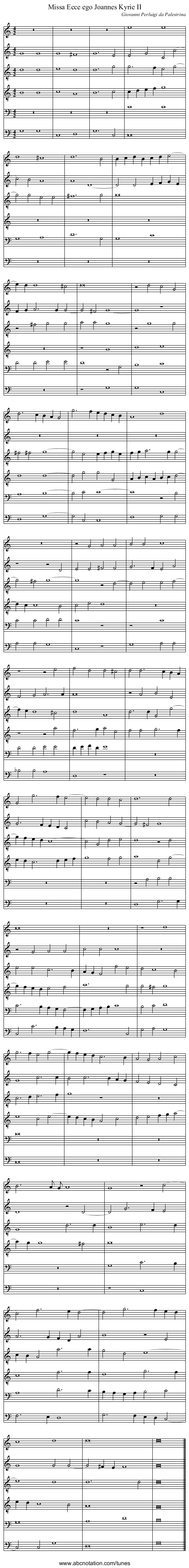 Missa Ecce ego Joannes Kyrie II - staff notation