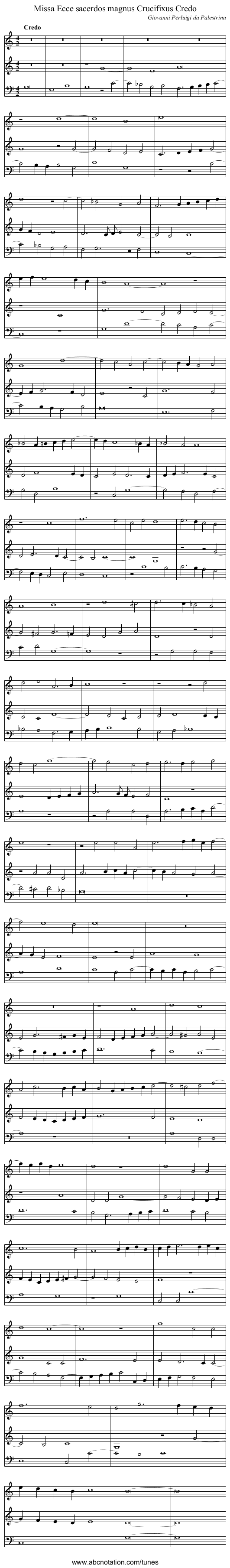 Missa Ecce sacerdos magnus Crucifixus Credo - staff notation