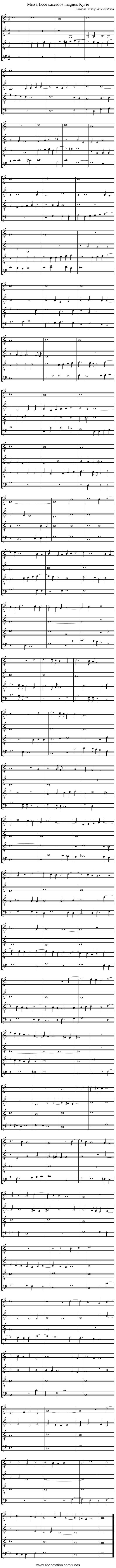 Missa Ecce sacerdos magnus Kyrie - staff notation
