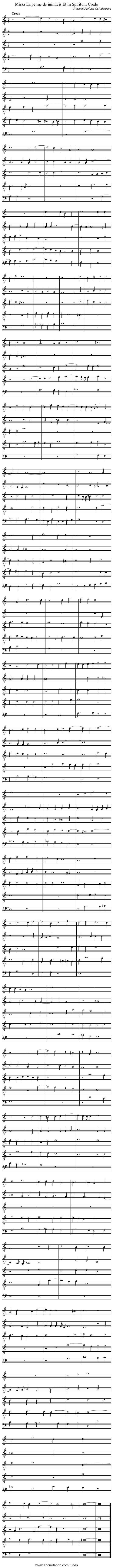 Missa Eripe me de inimicis Et in Spiritum Credo - staff notation