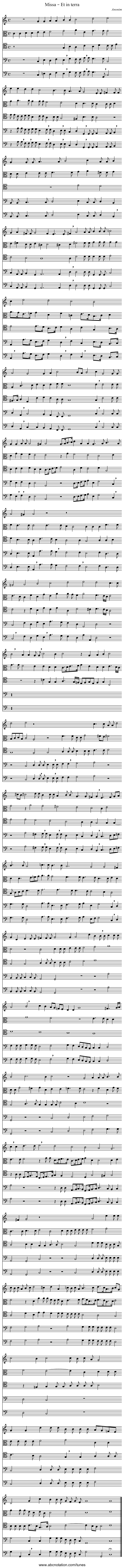 Missa – Et in terra - staff notation