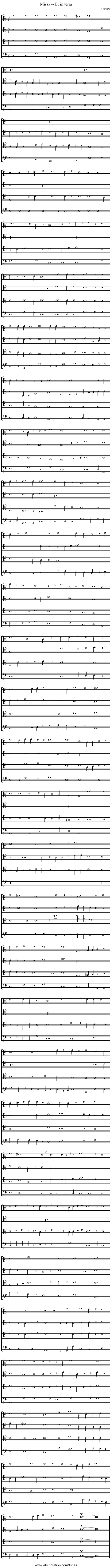 Missa -- Et in terra - staff notation