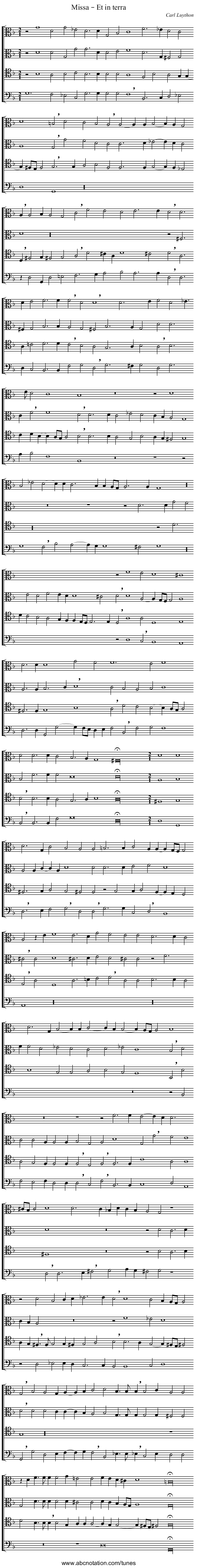 Missa – Et in terra - staff notation