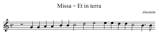 Missa – Et in terra - staff notation