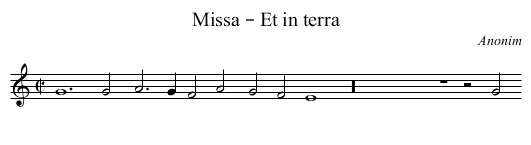 Missa – Et in terra - staff notation