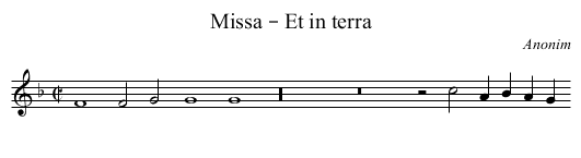 Missa – Et in terra - staff notation