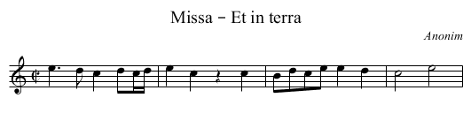 Missa – Et in terra - staff notation