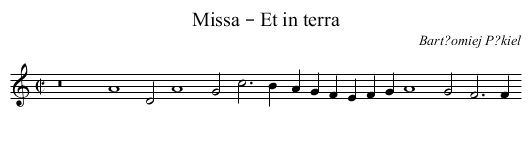Missa – Et in terra - staff notation