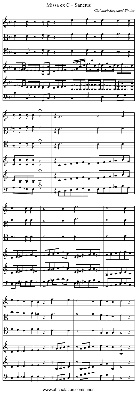 Missa ex C – Sanctus - staff notation