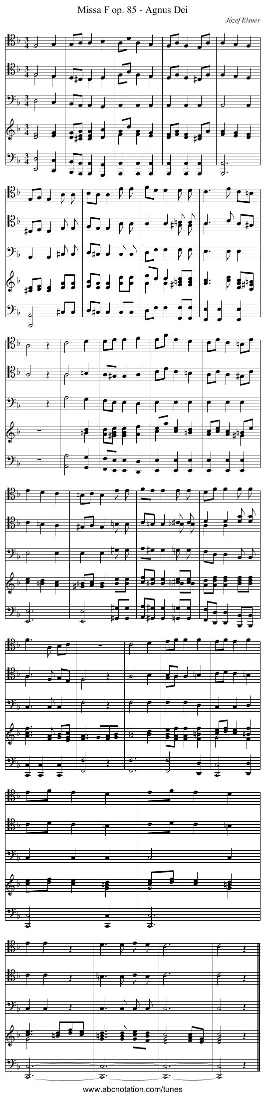 Missa F op. 85 - Agnus Dei - staff notation