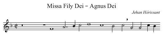 Missa Fily Dei – Agnus Dei - staff notation