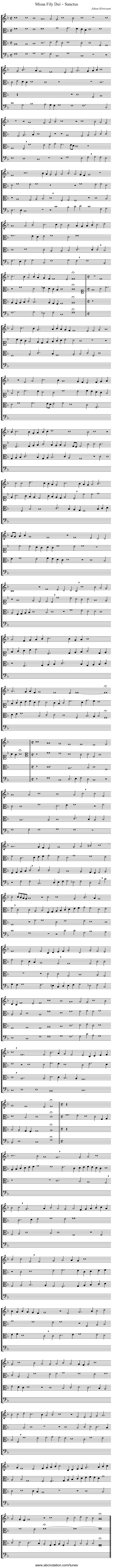 Missa Fily Dei – Sanctus - staff notation