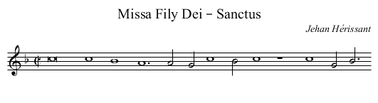 Missa Fily Dei – Sanctus - staff notation