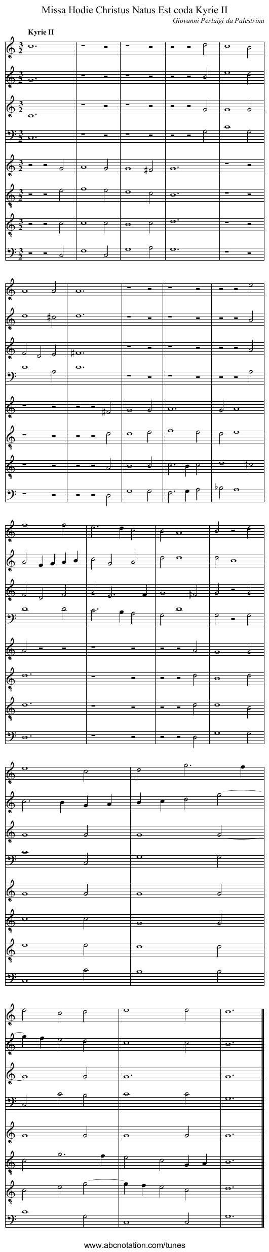 Missa Hodie Christus Natus Est coda Kyrie II - staff notation