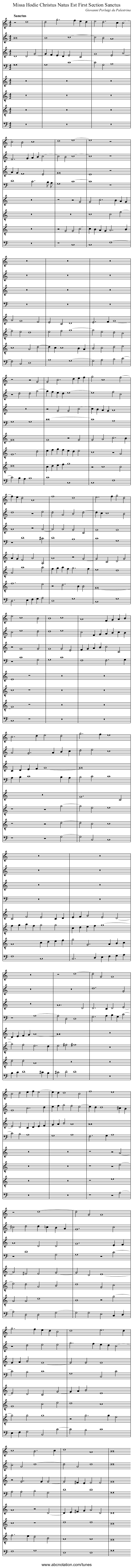 Missa Hodie Christus Natus Est First Section Sanctus - staff notation
