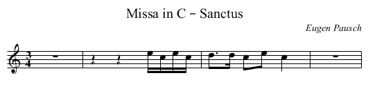Missa in C – Sanctus - staff notation
