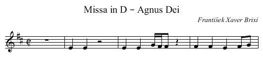 Missa in D – Agnus Dei - staff notation