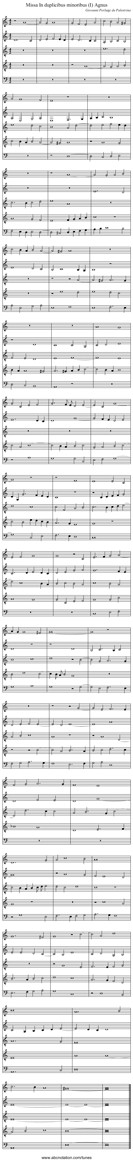 Missa In duplicibus minoribus (I) Agnus - staff notation