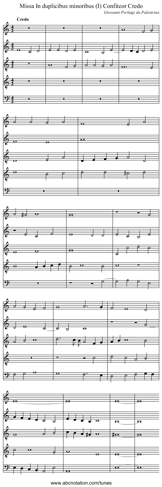 Missa In duplicibus minoribus (I) Confiteor Credo - staff notation