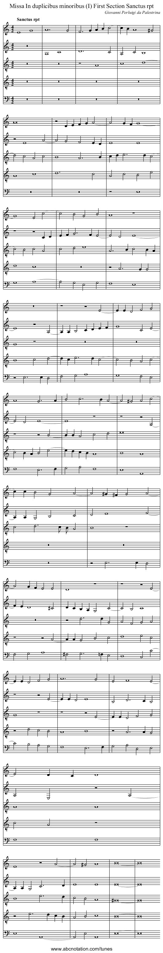 Missa In duplicibus minoribus (I) First Section Sanctus rpt - staff notation