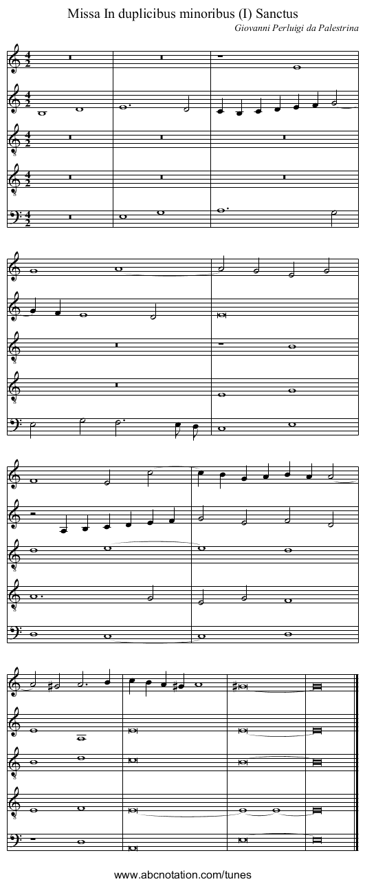 Missa In duplicibus minoribus (I) Sanctus - staff notation