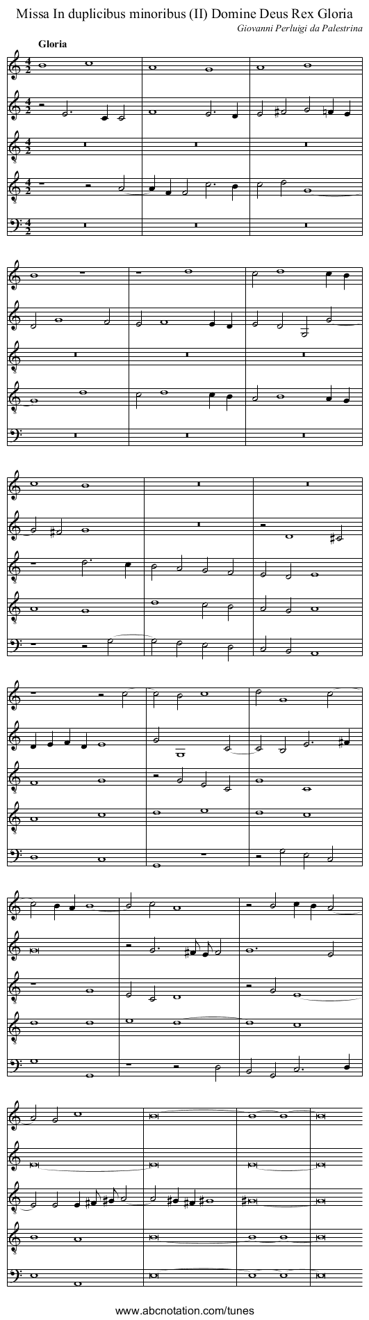 Missa In duplicibus minoribus (II) Domine Deus Rex Gloria - staff notation
