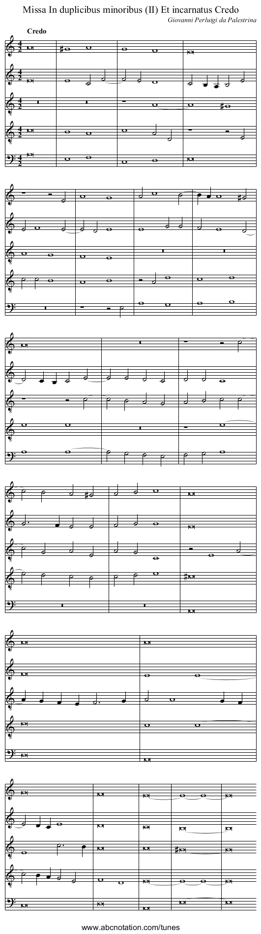 Missa In duplicibus minoribus (II) Et incarnatus Credo - staff notation
