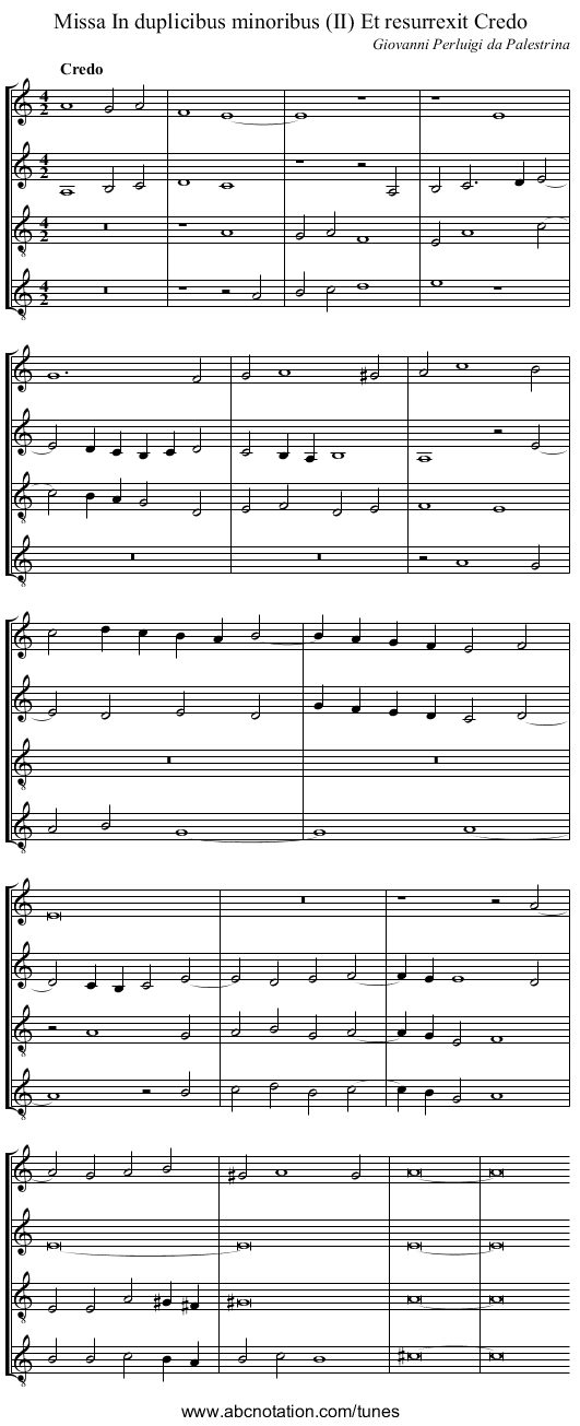 Missa In duplicibus minoribus (II) Et resurrexit Credo - staff notation