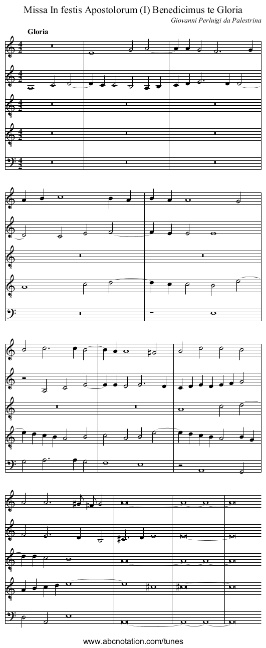 Missa In festis Apostolorum (I) Benedicimus te Gloria - staff notation