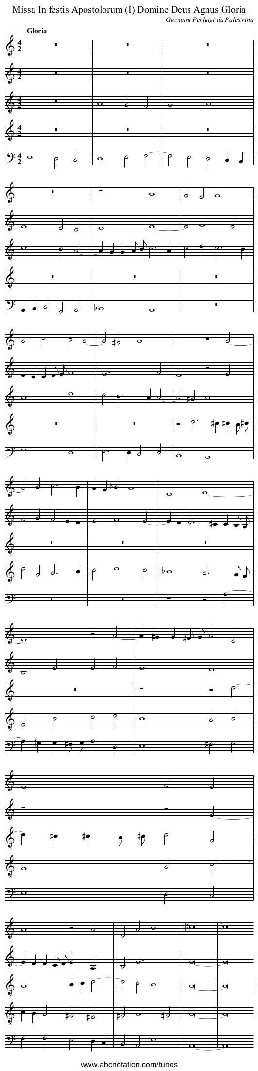 Missa In festis Apostolorum (I) Domine Deus Agnus Gloria - staff notation