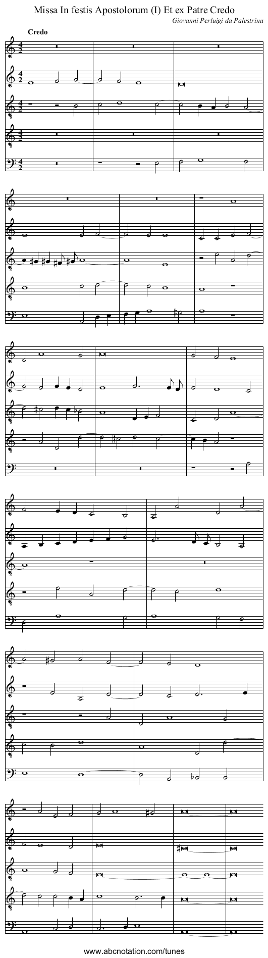Missa In festis Apostolorum (I) Et ex Patre Credo - staff notation