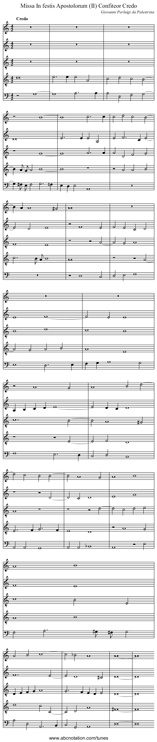 Missa In festis Apostolorum (II) Confiteor Credo - staff notation