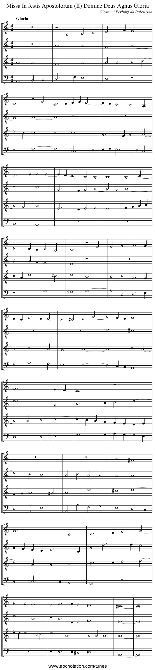 Missa In festis Apostolorum (II) Domine Deus Agnus Gloria - staff notation