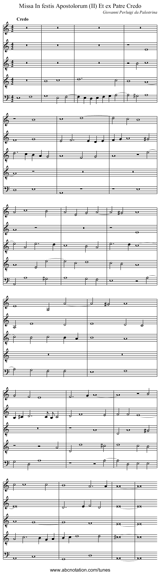 Missa In festis Apostolorum (II) Et ex Patre Credo - staff notation