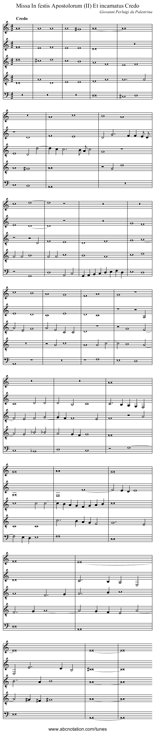 Missa In festis Apostolorum (II) Et incarnatus Credo - staff notation