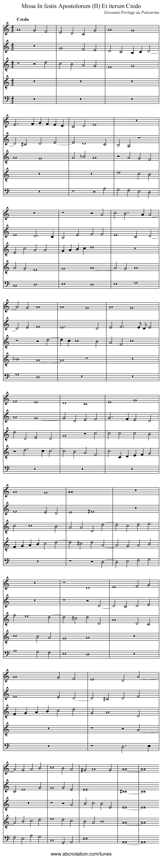 Missa In festis Apostolorum (II) Et iterum Credo - staff notation