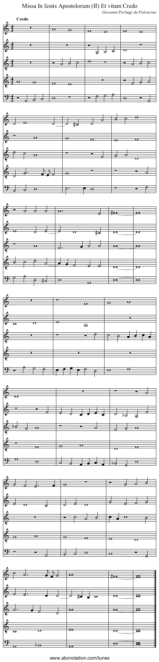 Missa In festis Apostolorum (II) Et vitam Credo - staff notation