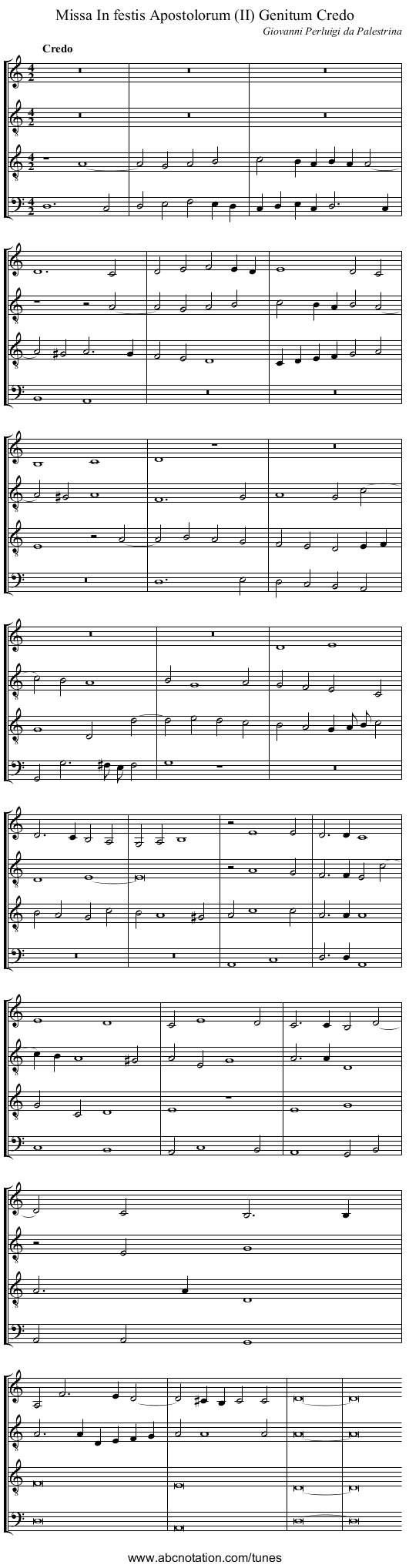 Missa In festis Apostolorum (II) Genitum Credo - staff notation