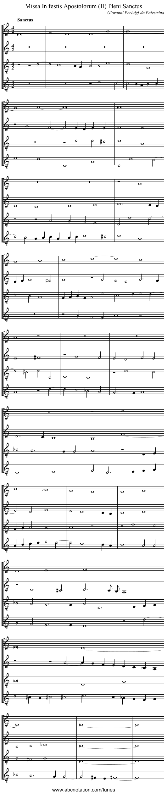 Missa In festis Apostolorum (II) Pleni Sanctus - staff notation