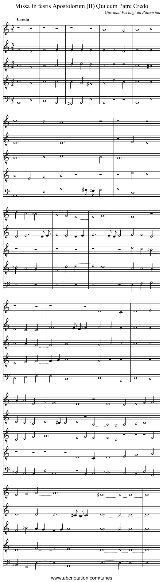 Missa In festis Apostolorum (II) Qui cum Patre Credo - staff notation