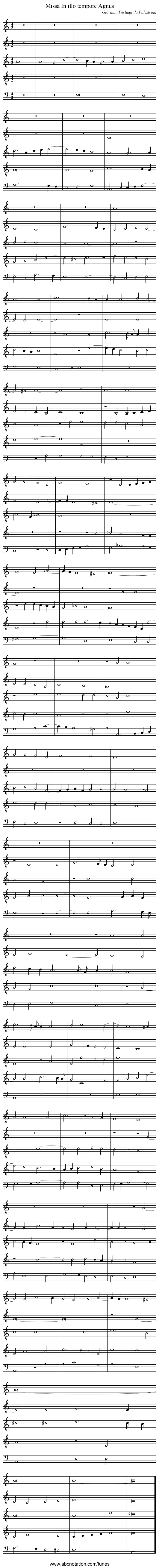 Missa In illo tempore Agnus - staff notation