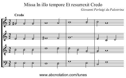 Missa In illo tempore Et resurrexit Credo - staff notation