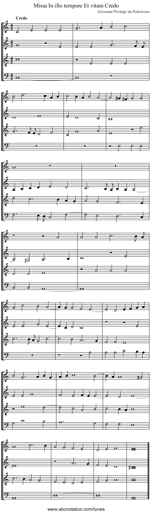 Missa In illo tempore Et vitam Credo - staff notation